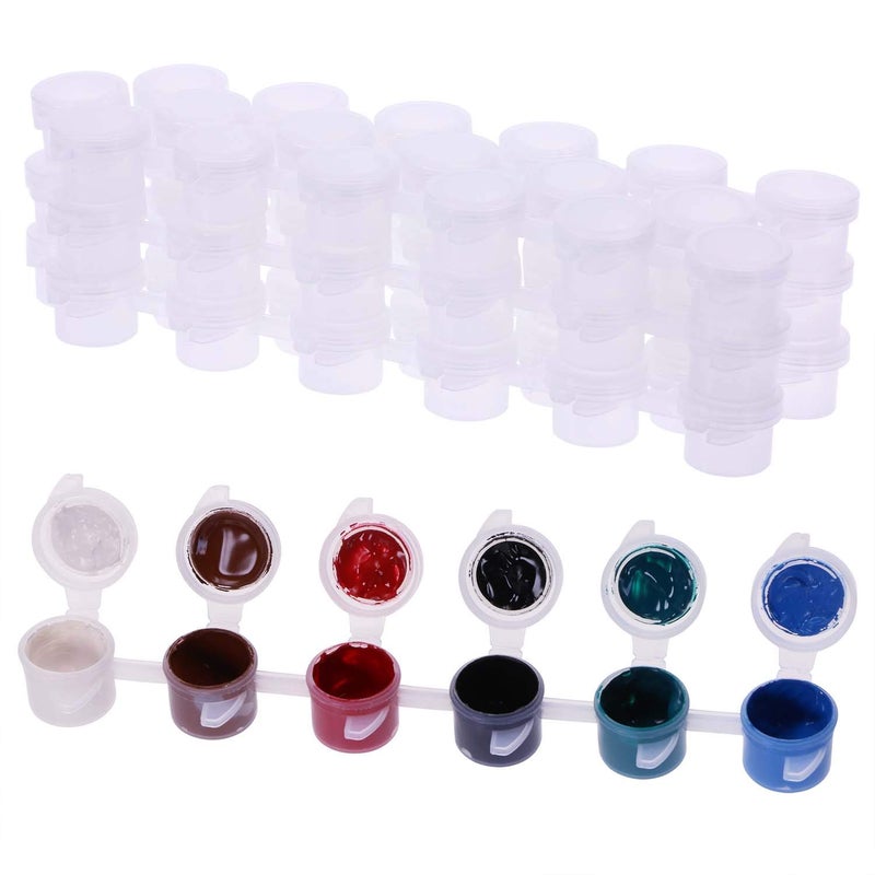 PENTA ANGEL Empty Paint Strips Penta Angel 3ml/0.1oz Paint Cup Pots Mini Clear Plastic Painting Storage Containers with Lids for Mixing Pigment Classrooms Schools Paintings Art Festivals, 10 Strips 60 Pots - Image 1